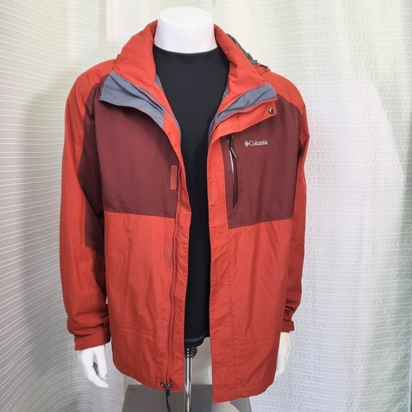 Columbia Interchange Jacket Wind Resistant Shell (No liner) Red/Dark Red Men's L - Picture 2 of 16